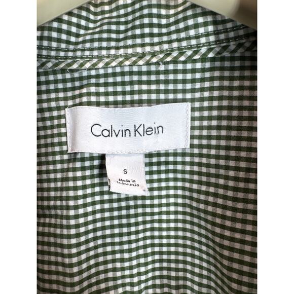 Calvin Klein Long Sleeve Button-Up Pocket Shirt Check Mens Size Small - Picture 2 of 3